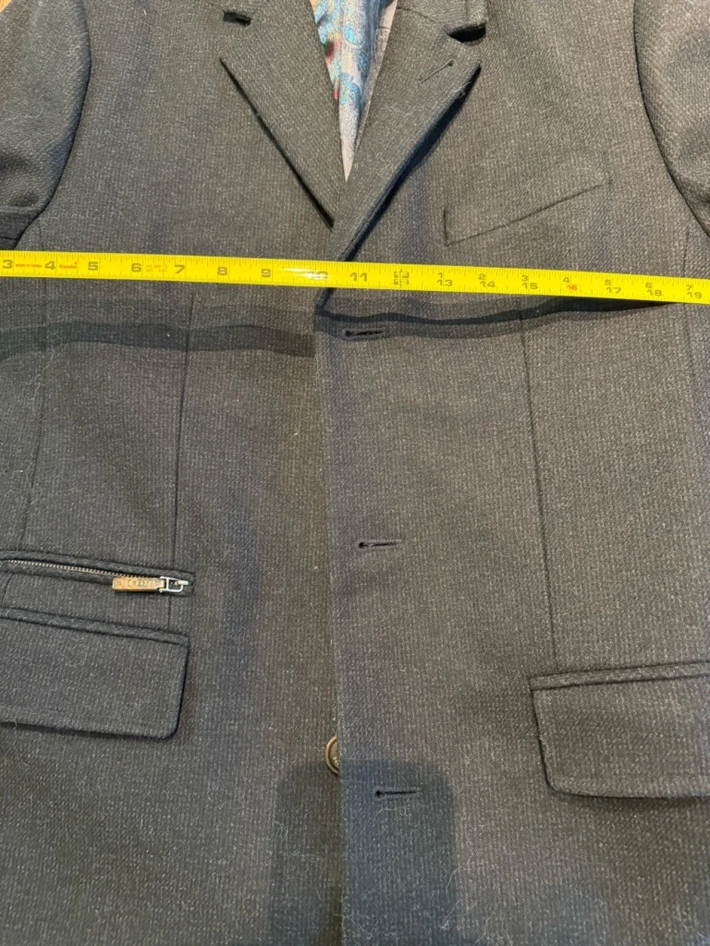 Ted Baker Dark Charcoal Pea Coat with Patterned Lining - Picture 8 of 9